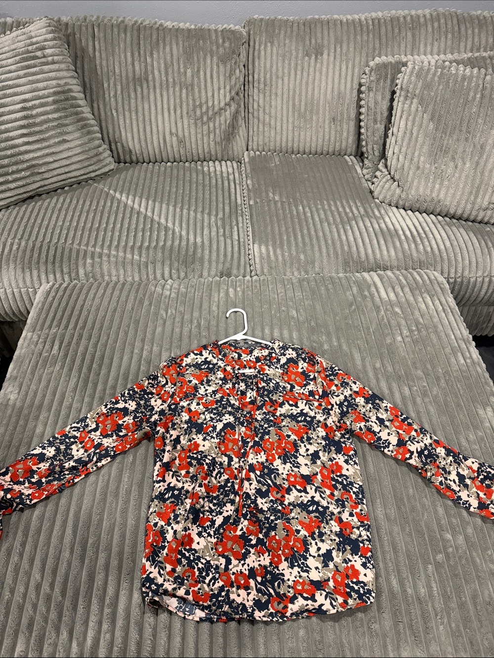Prana Floral Button-Front Blouse - Brick Red, Navy & Cream